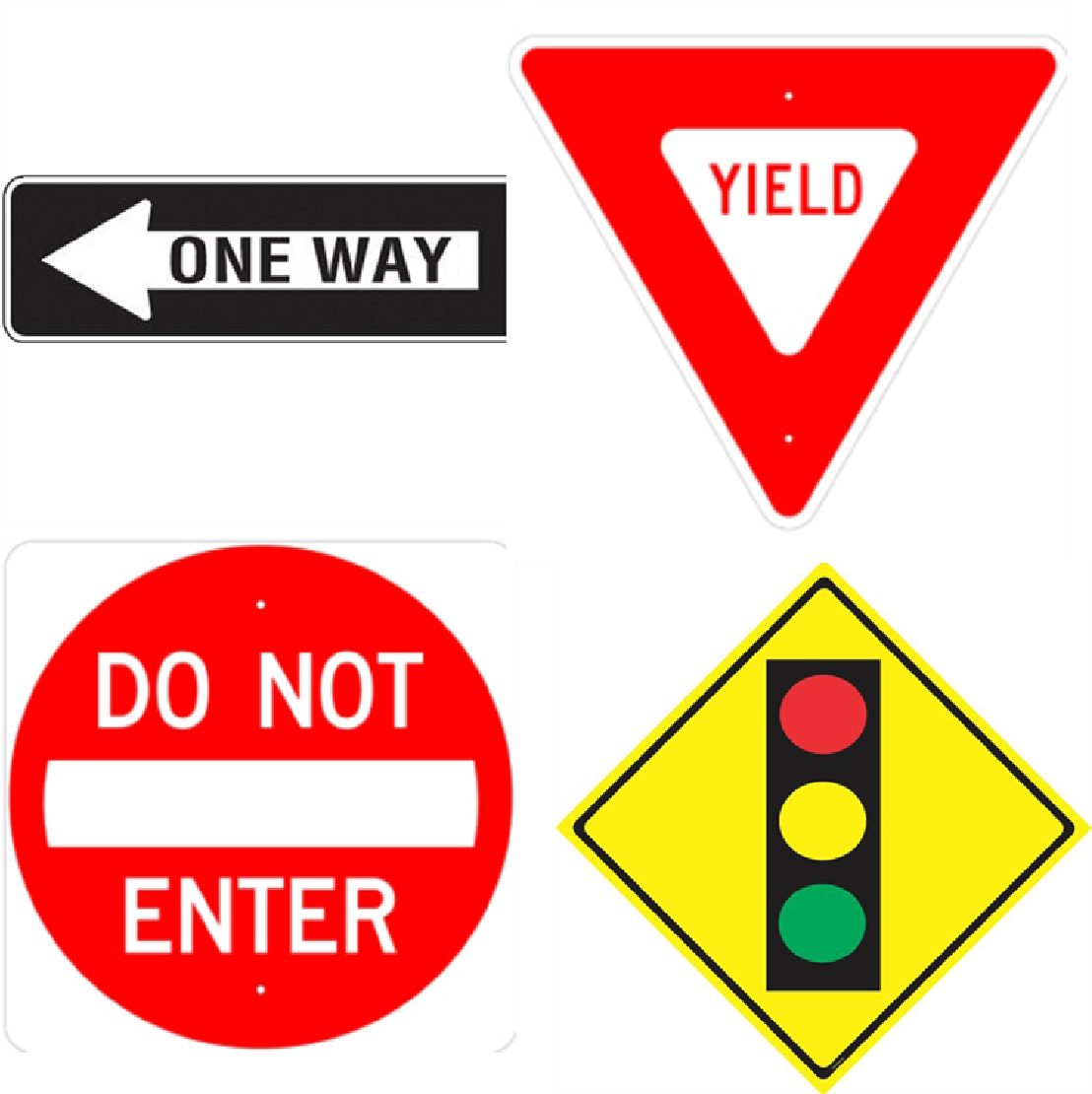 Roads signs constructed from shapes in previous image.