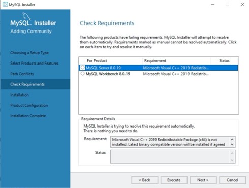 MySQL Workbench Custom install, requirements