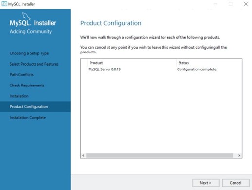 MySQL Workbench Custom install, product configuration