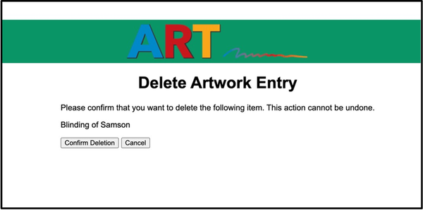 Artwork delete screenshot