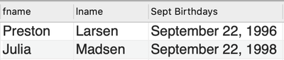 Query 1 result set