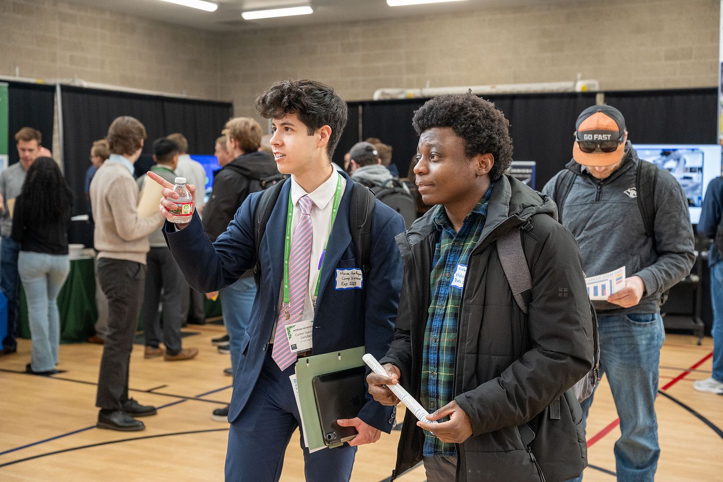 Students talk with employers at the BYU-Idaho STEM Career Fair