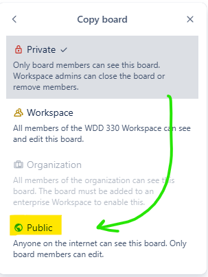 Trello Board Visibility