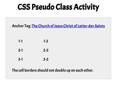 Screenshot of the completed pseudo-class CodePen example