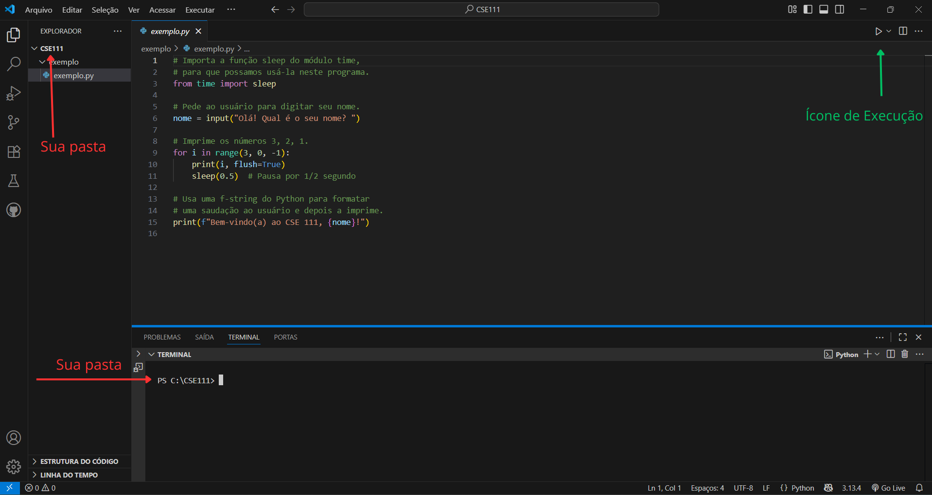 Captura de tela do projeto no VSCode