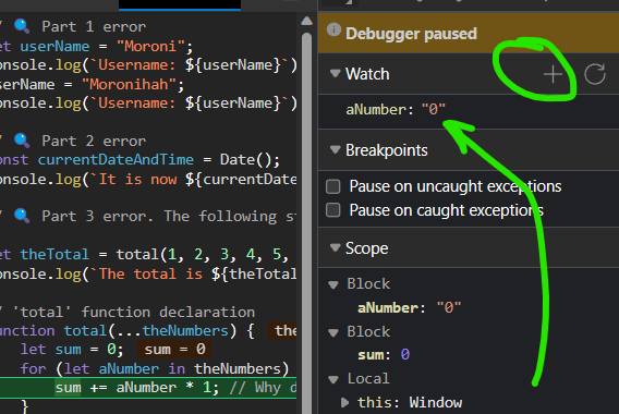 Debugger Watch Panel