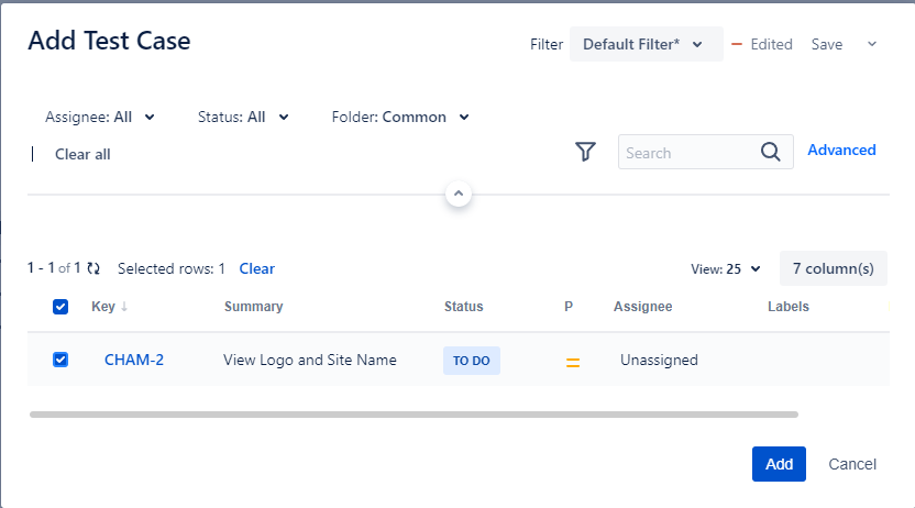 RTM add test cases to test plan screen