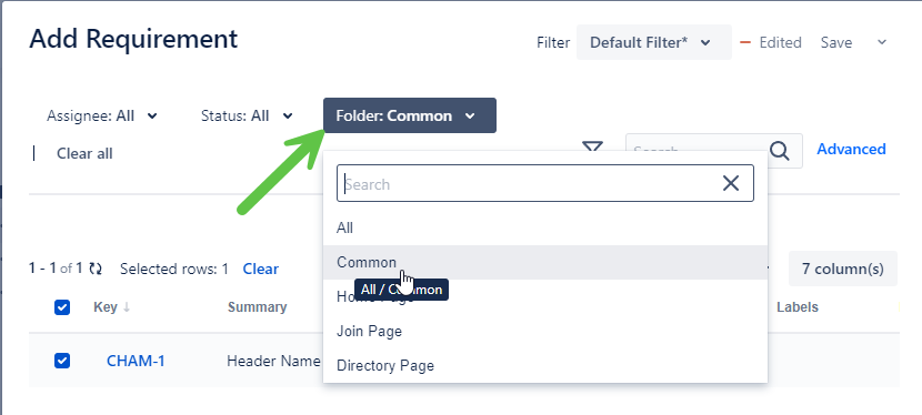 Limit items to specific folder screen