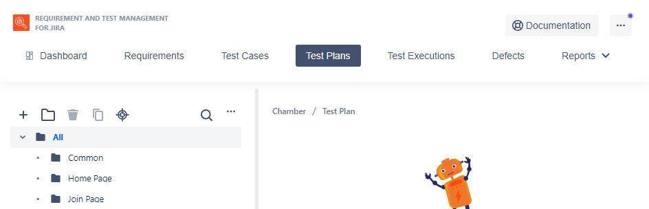 RTM test plans screen