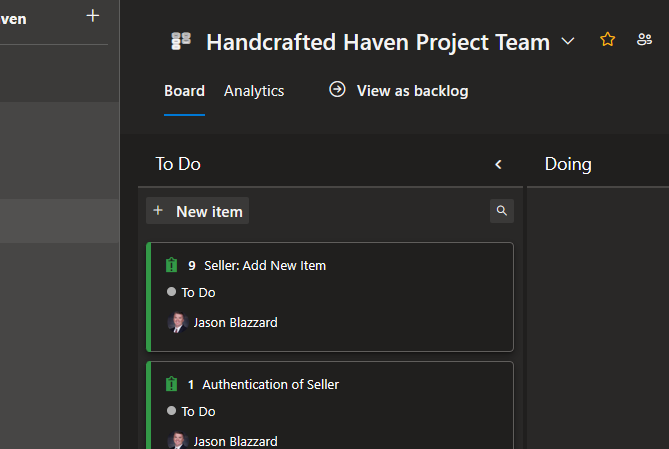 Azure DevOps Project Board Example Screenshot