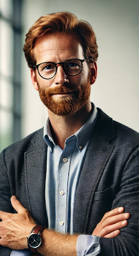 AI rendering of a portrait of Aiden O'Brien