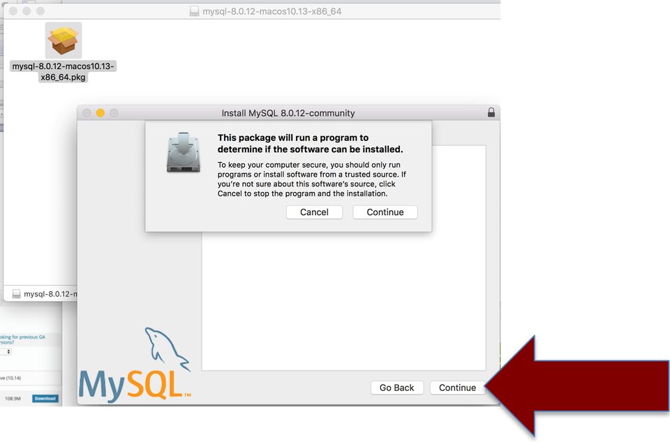 Screen capture of running MySQL installer