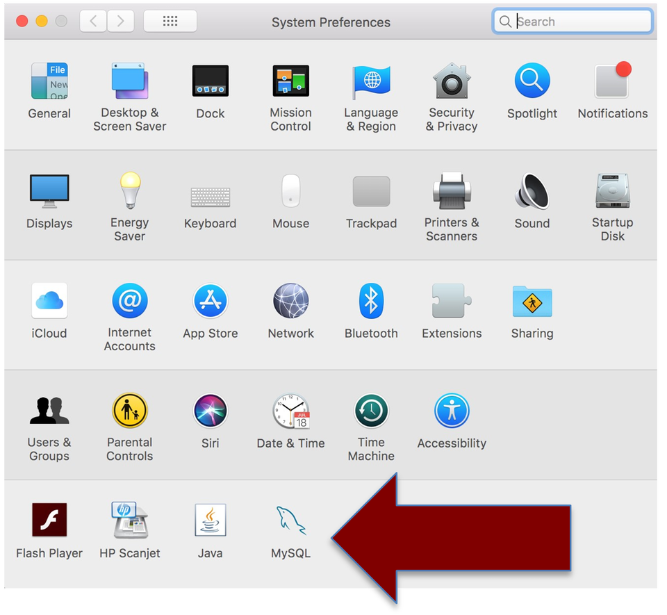 Screen capture of Mac System Preferences