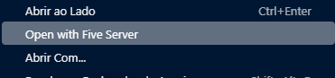Abrir com a opção de menu Live/Five Server
