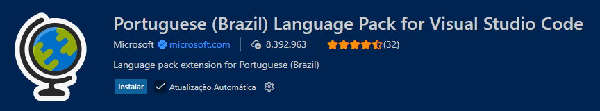 Ícone do pacote de linguagem portuguese para VSCode