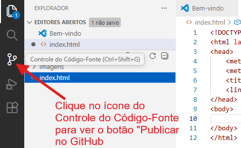 Ícone de Controle do Código-Fonte no VS Code