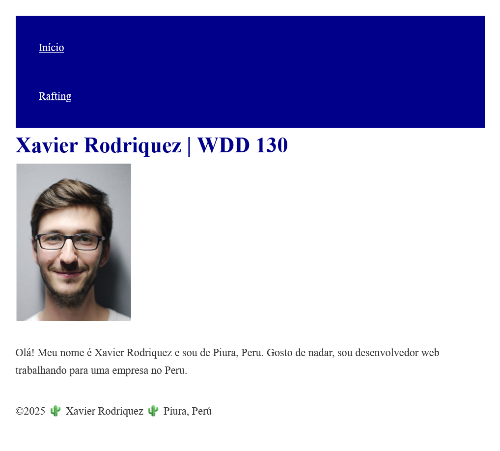 Exemplo de captura de tela da página inicial com CSS