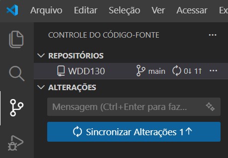Botão Sincronizar Alterações no Controle do Código-Fonte do VS Code