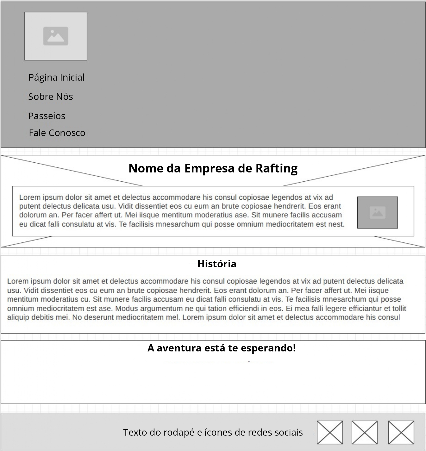 Wireframe da Página Sobre Nós