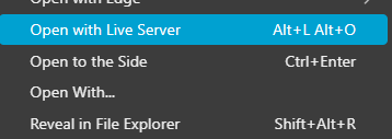 Open with Live Server Menu Option