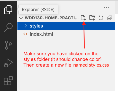 Add New File Button in VS Code