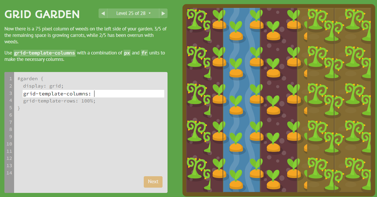 Screenshot of gridgarden.com Level 25