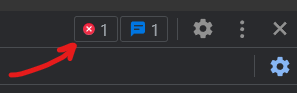 Captura de tela do ícone de erro do console no DevTools
