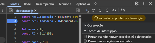 Captura de tela do botão de etapa do depurador do DevTools