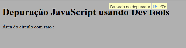 Captura de tela do DevTools – pausado no depurador