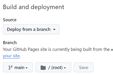Configurações do GitHub Pages