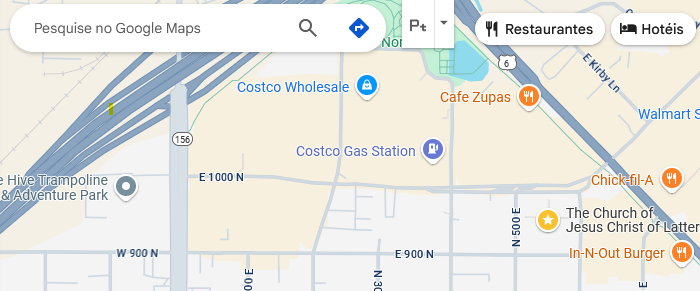 Captura de tela do Google Maps – Exemplo de botão de hambúrguer
