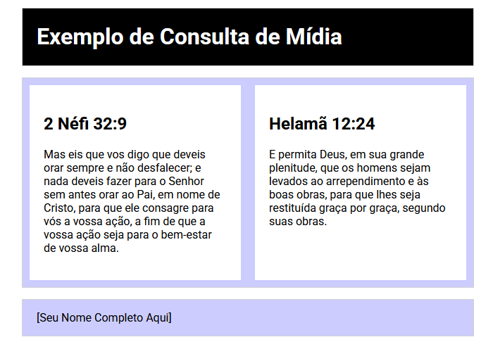 Captura de tela de exemplo de consulta de mídia com visualização grande.