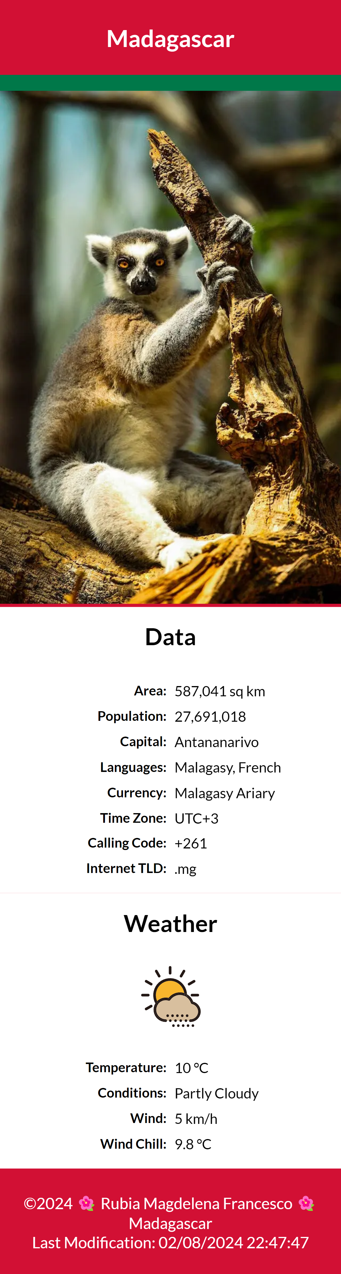 Exemplo de captura de tela da página de Local em visualização móvel