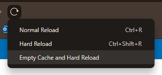 Empty Cache Hard Refresh Context Menu