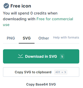 Screenshot of IconFinder.com download for SVG