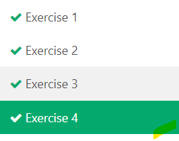 Screenshot of finished combinator exercises from w3schools.com