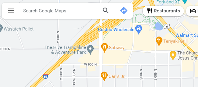 Screenshot of Google Maps - Hamburger Button example