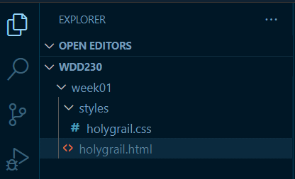 Example Screenshot of File and Folder Setup in VS Code