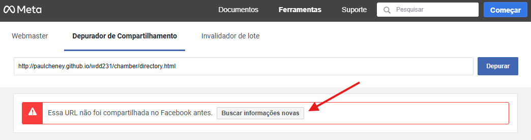 Notificação Meta do Facebook – Buscar informações novas