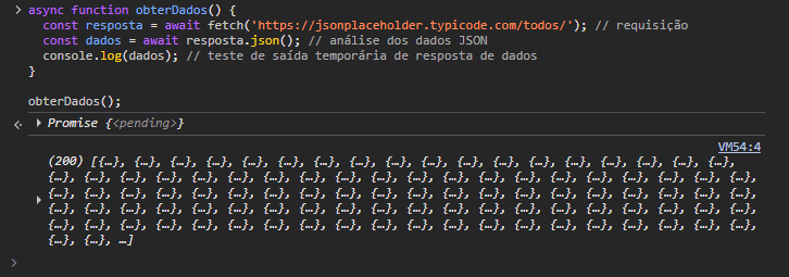 Exemplo de Saída da Fetch API no Console