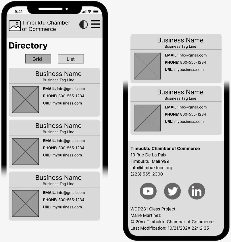 Chamber Mobile Wireframe