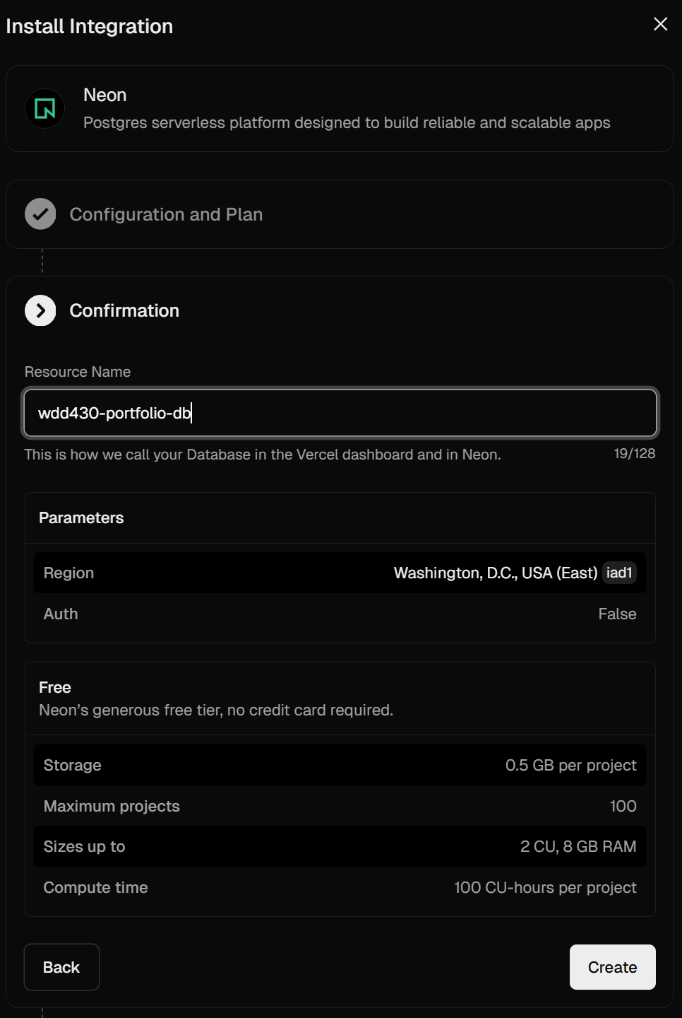 Vercel Database Settings